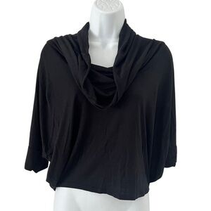 Papaya Black Cowl Neck Dolman Sleeve Crop Top, Size S